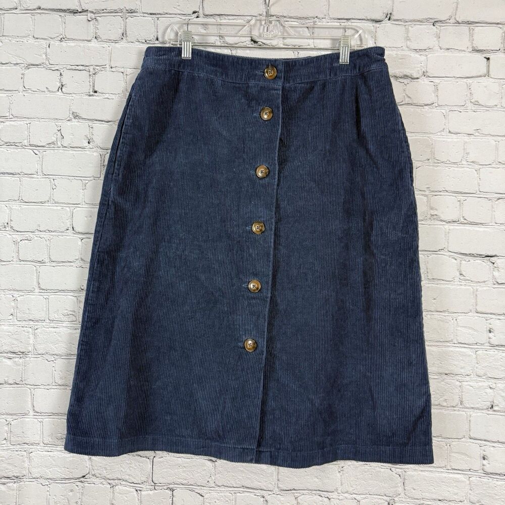 The Vermont Country Store Cotton Corduroy Skirt Womens L Button Front w Pockets - Picture 6 of 12